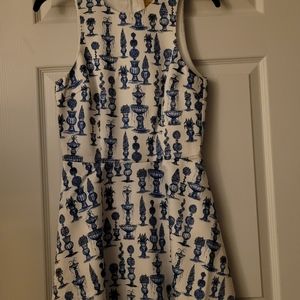 H&M Casual Dress, Sm, White with blue Design